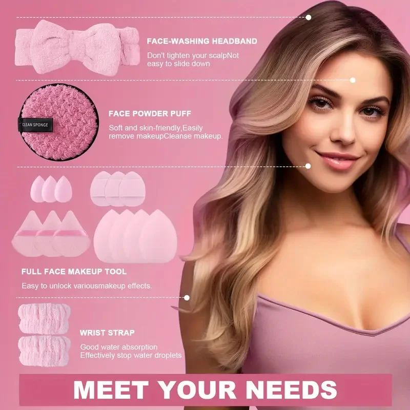 Versatile Multi-Colored Makeup Sponge Collection with Triangle and Mini Puffs