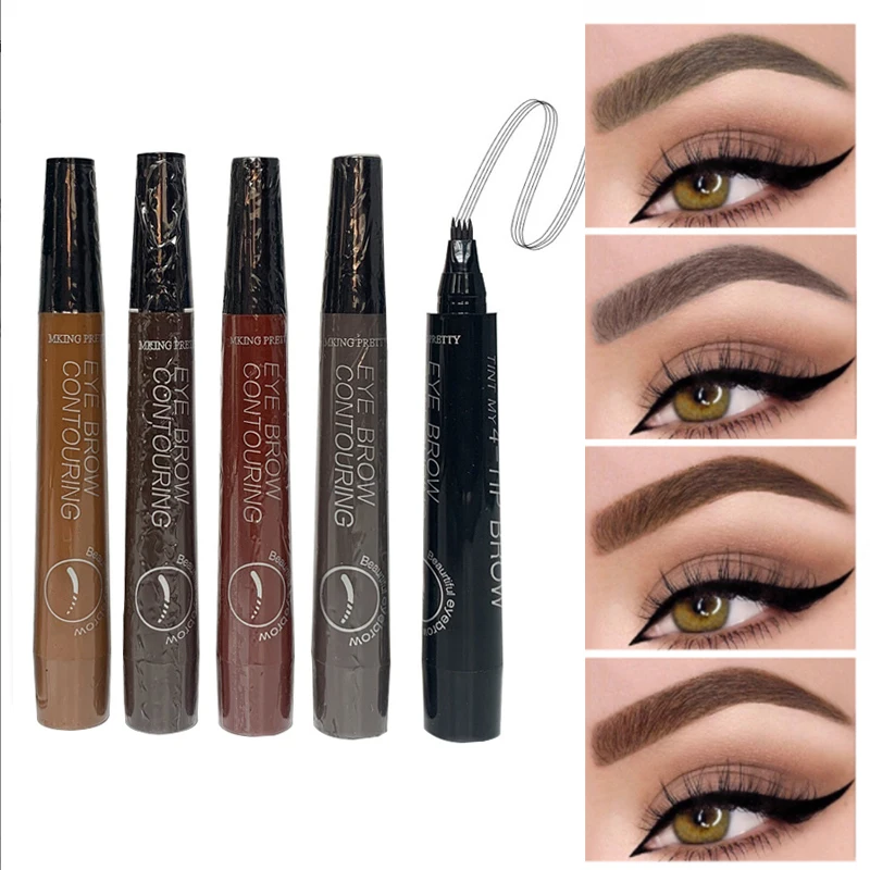 

5 Colors Liquid Eyebrow Pencil Waterproof Eyebrow Stencil Pen Tint Tattoo Eyebrows Makeup Long Lasting Liquid Eye Brow Pencil