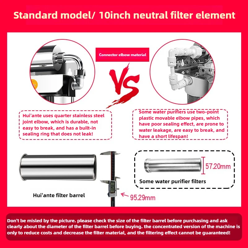 304 stainless steel ultrafiltration water purifier household 10-inch filter element kitchen washing and cooking filter water