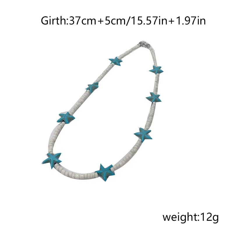 Böhmische Seestern Perlenkette Bunte Sommer Strand Halskette Damen_voghion.com