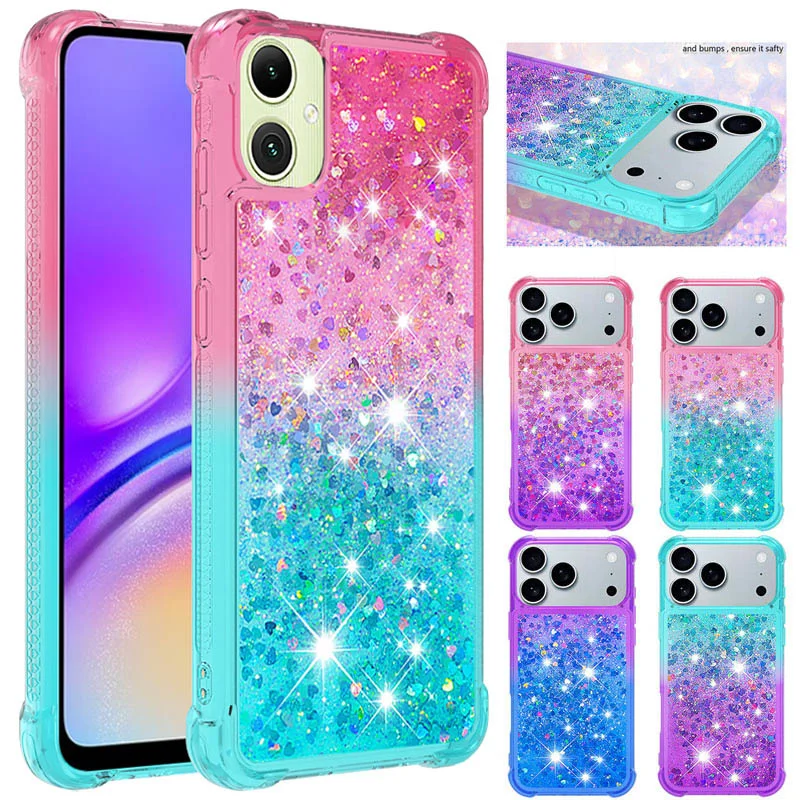 Gradient Color Quicksand Bling Silicone Phone Case