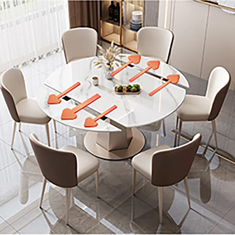 White-Living-Room-Dining-Table-Set-Nordic-Luxury-Iron-Low-4-Chair ...
