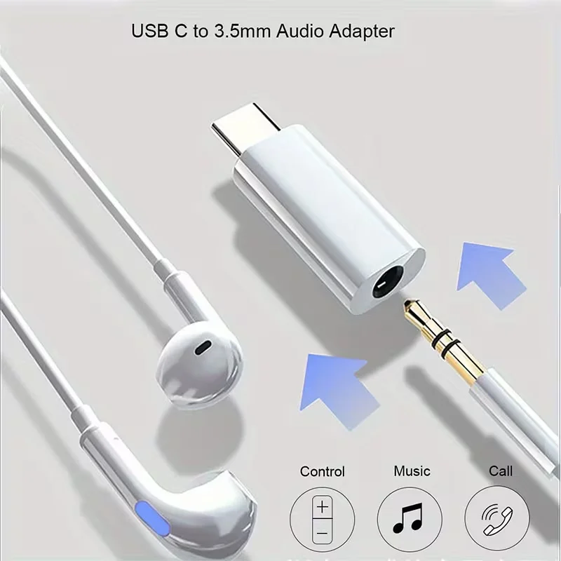 USB-C to 3.5mm 헤드폰 어댑터, 고음질 오디오 USB Type-C to 3.5mm 잭 어댑터, 아이폰 15, S23/S22/S21 U 호환