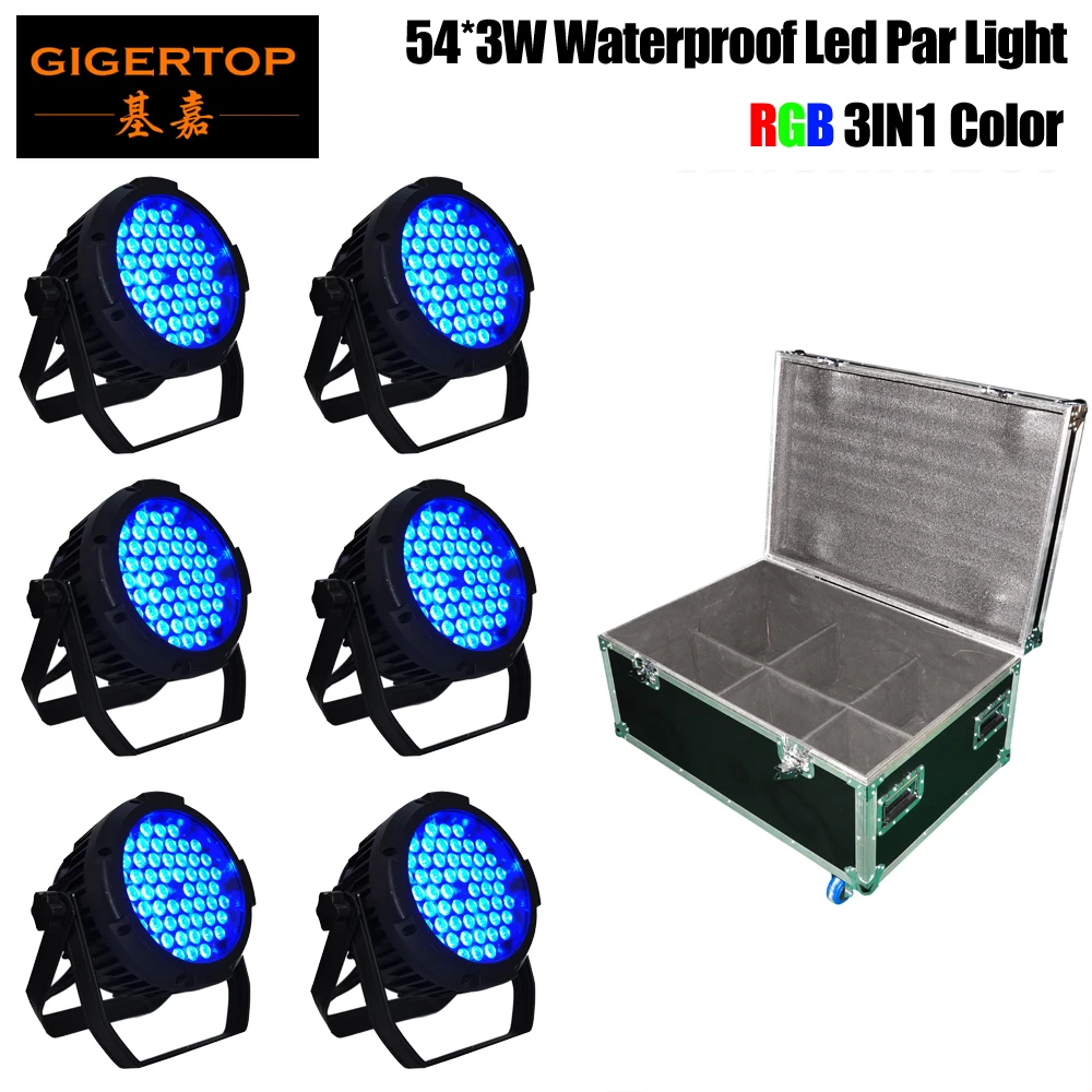 

6IN1 Flightcase Pack 54x3W RGB Outdoor Halloween Black Lights Cannon Décor IP65 DMX Par Can Wash Stage Dimmable Strobe