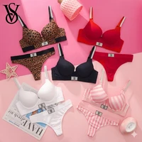 Ensemble soutien-gorge et culotte Victoria's Secret pour femme, sans armatures, confortable, lingerie quotidienne, dentelle sans couture, effet push-up. 1