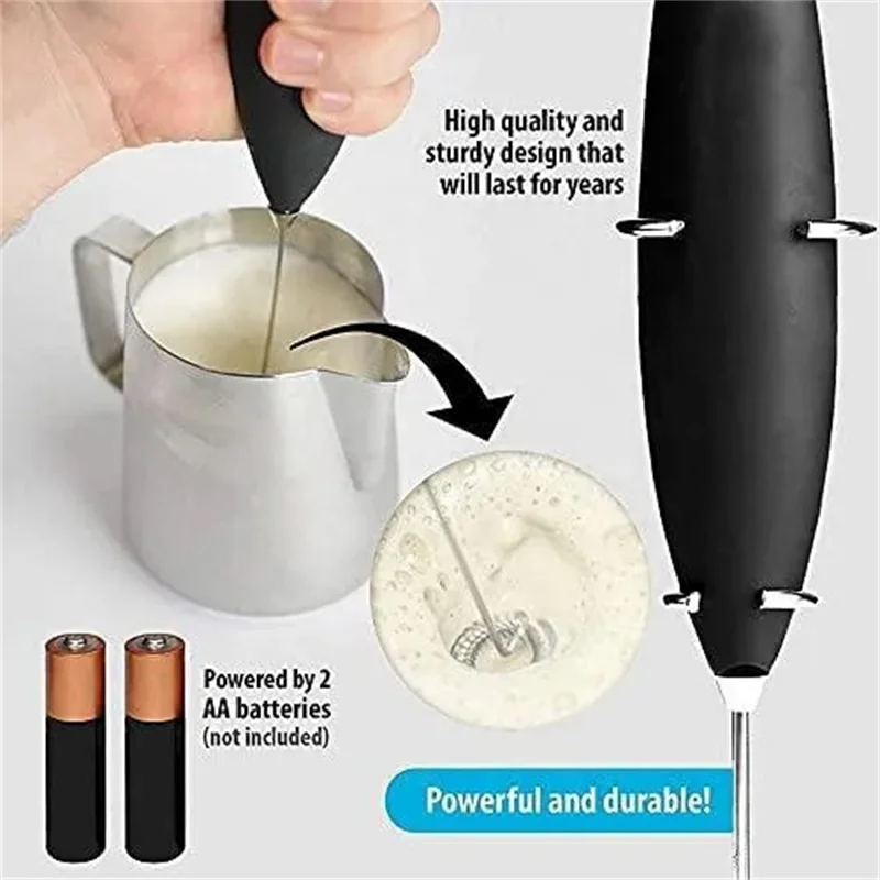 Mini Electric Milk Frother Stainless Egg Cream Stirrer Battery