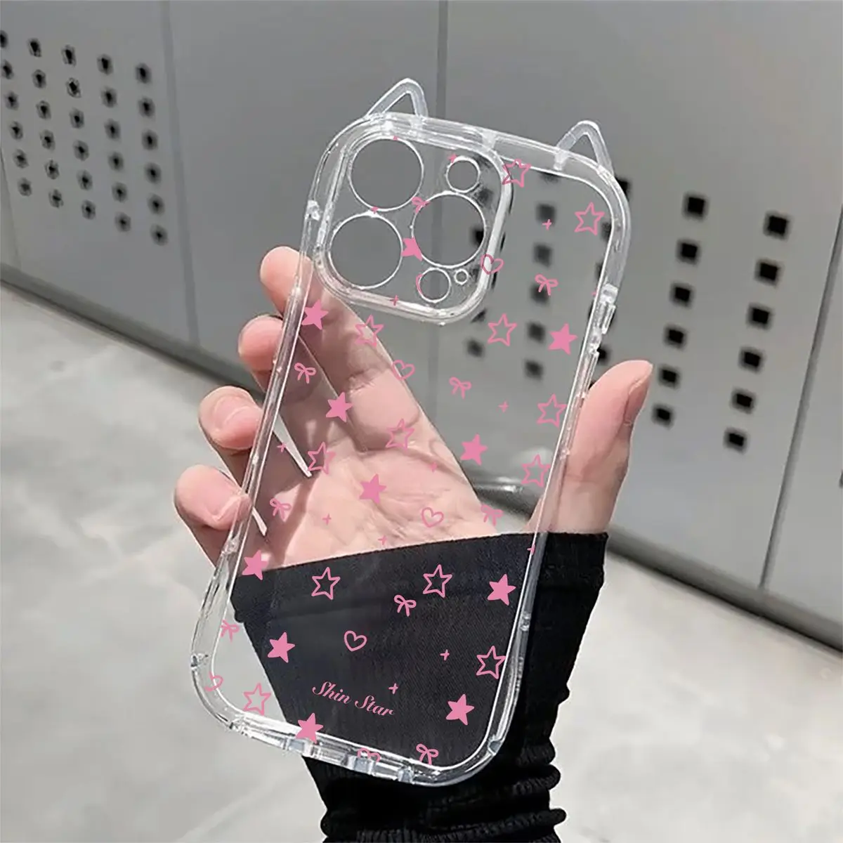 Pink Star Bow Phone Case For iPhone 17 Pro Max Air XR XS MAX 7 8 PLUS INS Blue Stars Cat Ears 3D Back Cover