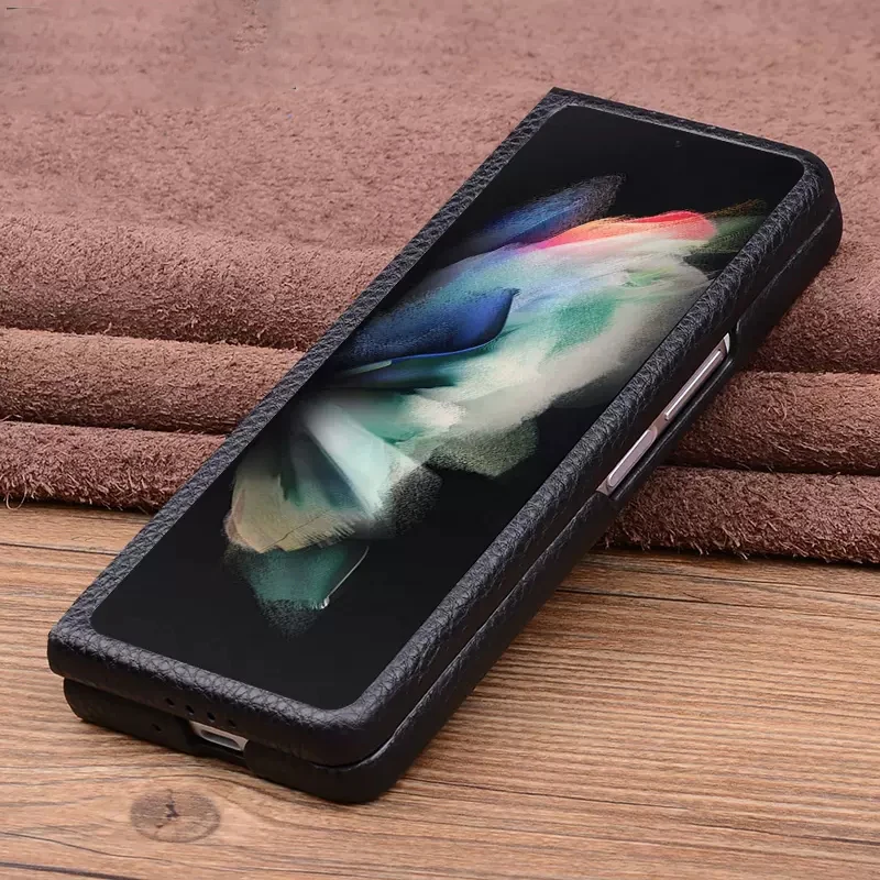 Per Samsung Galaxy Z Fold 4 Zfold 4 Custodia In Vera Pelle Per Galaxy Zfold4 Funda Skin Luxury Phone Cover Flip Bag Bags Custodie