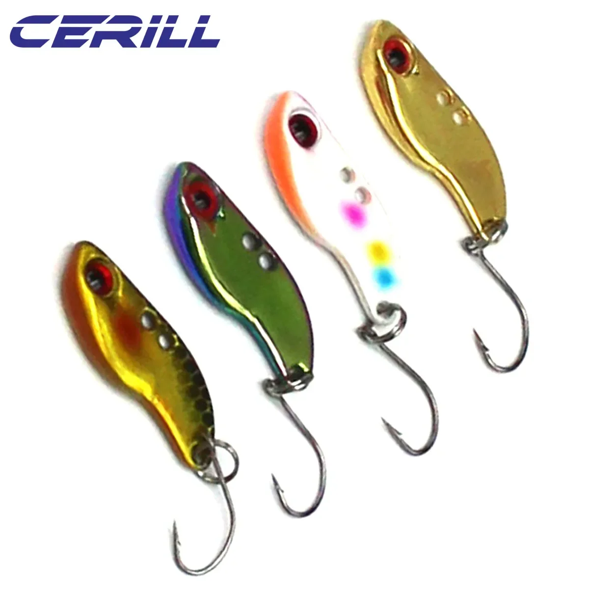 

Cerill 1 PC Ultralight Metal VIB Fishing Lure Spinner Bait Vibration Trout Jig Single Hook Sinking Artificial Spoon Tackle