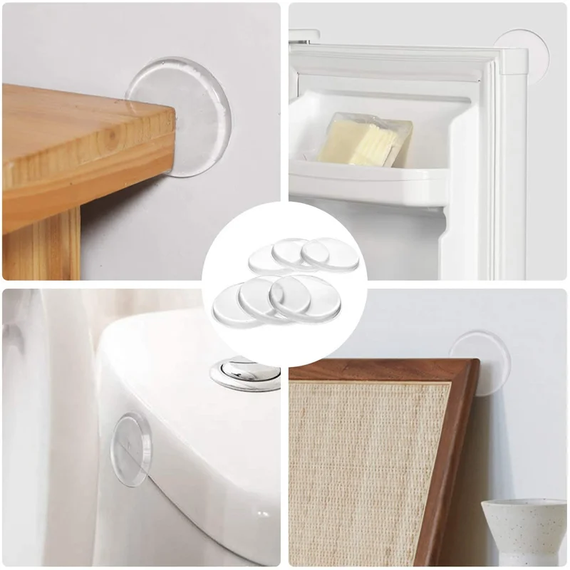 6pcs Self-adhesive Door Handle Bumper Protective Plug Transparent Silicone Wall Protector Non-slip Round Doors Stopper Muffler