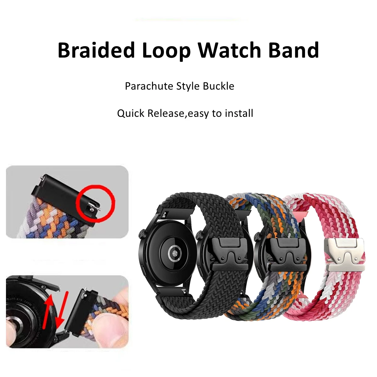 Braided Loop Band with Parachute Style Buckle