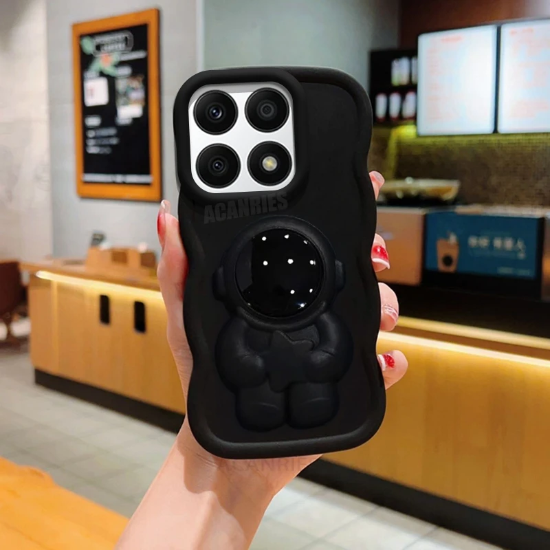 Honorx8 Astronaut Holder Wavy Silicone Case For Huawei Honor X8 X8a X6 4g 5g X7 X7a X7b X8b X9b 90 70 Magic 5 6 Lite Stand Cover_voghion.com