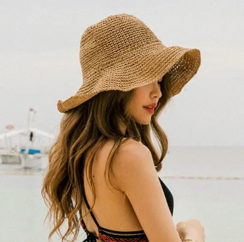 Folding Straw Hat Women's Summer Outing Sun Visor Holiday Cool Seaside Beach Tide Hats |