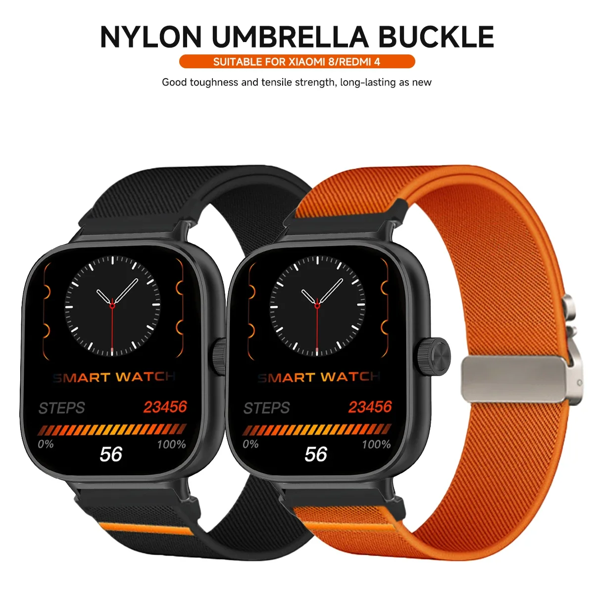 Nylon and Metal Sport Watchband Strap