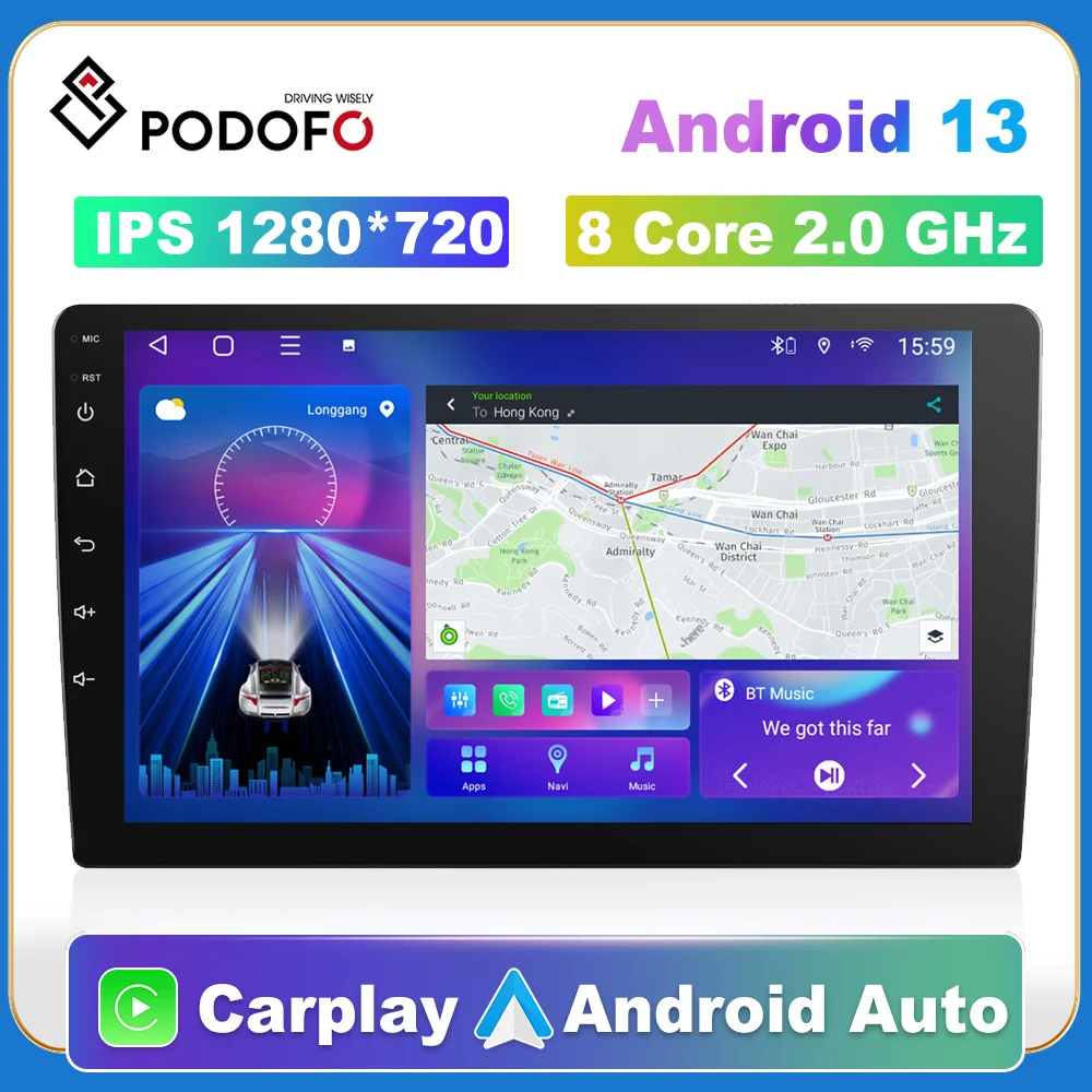 Podofo Car Radio GPS 2 din Android 13 Stereo Carplay auto Car ...