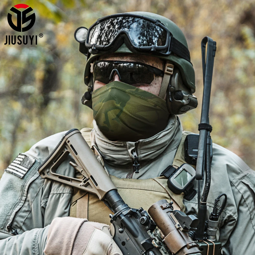 Tactical Bandana Summer Face Scarves Tubular Head Mask Camo Anti-UV Windproof Soft Neck Gaiter Cover Men Women
