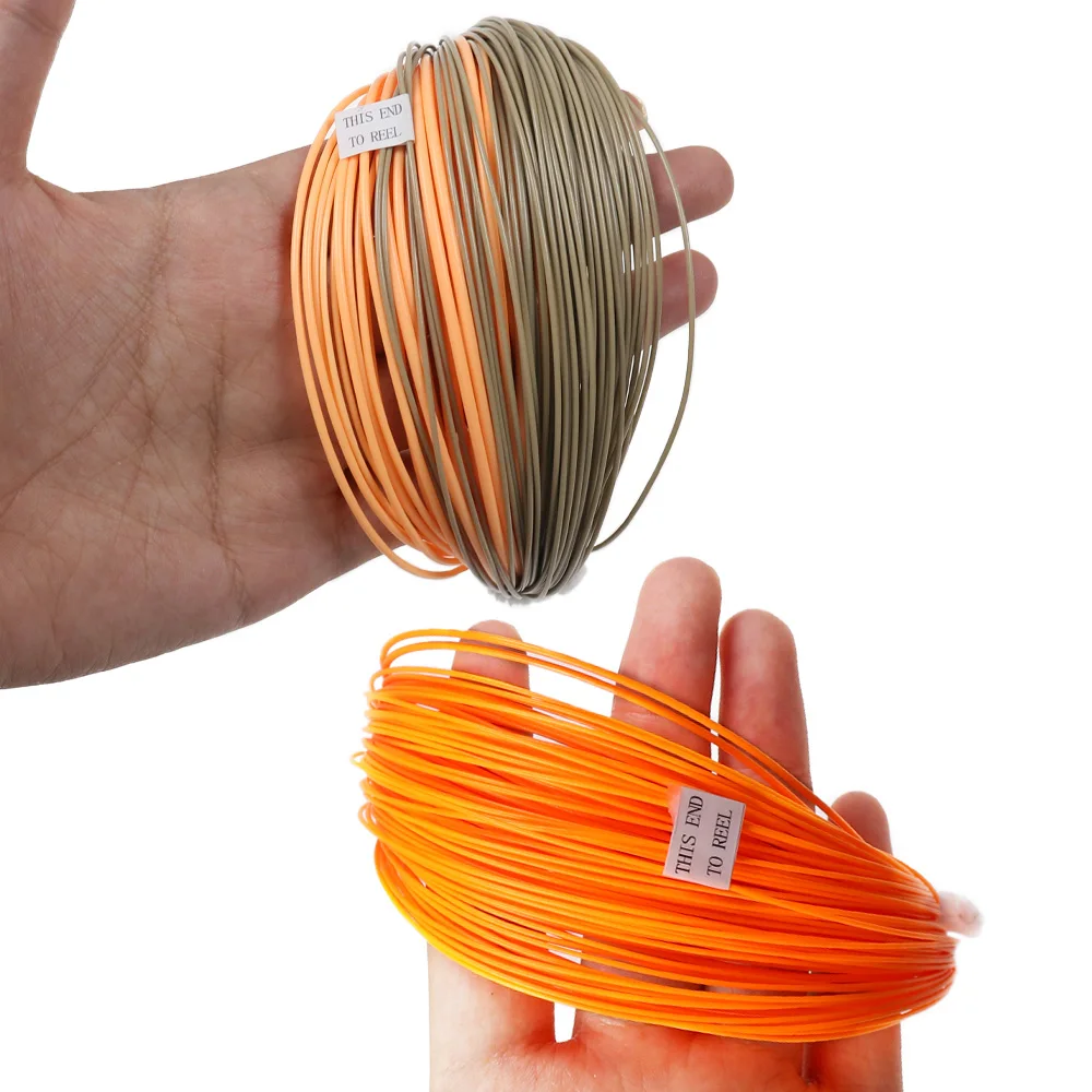 Vtwins Fly Fishing Line Double taper Single handed Spey Fly Fihsing Line  WF1F-F 90ft With 2 welded loops peach camo Fly Line