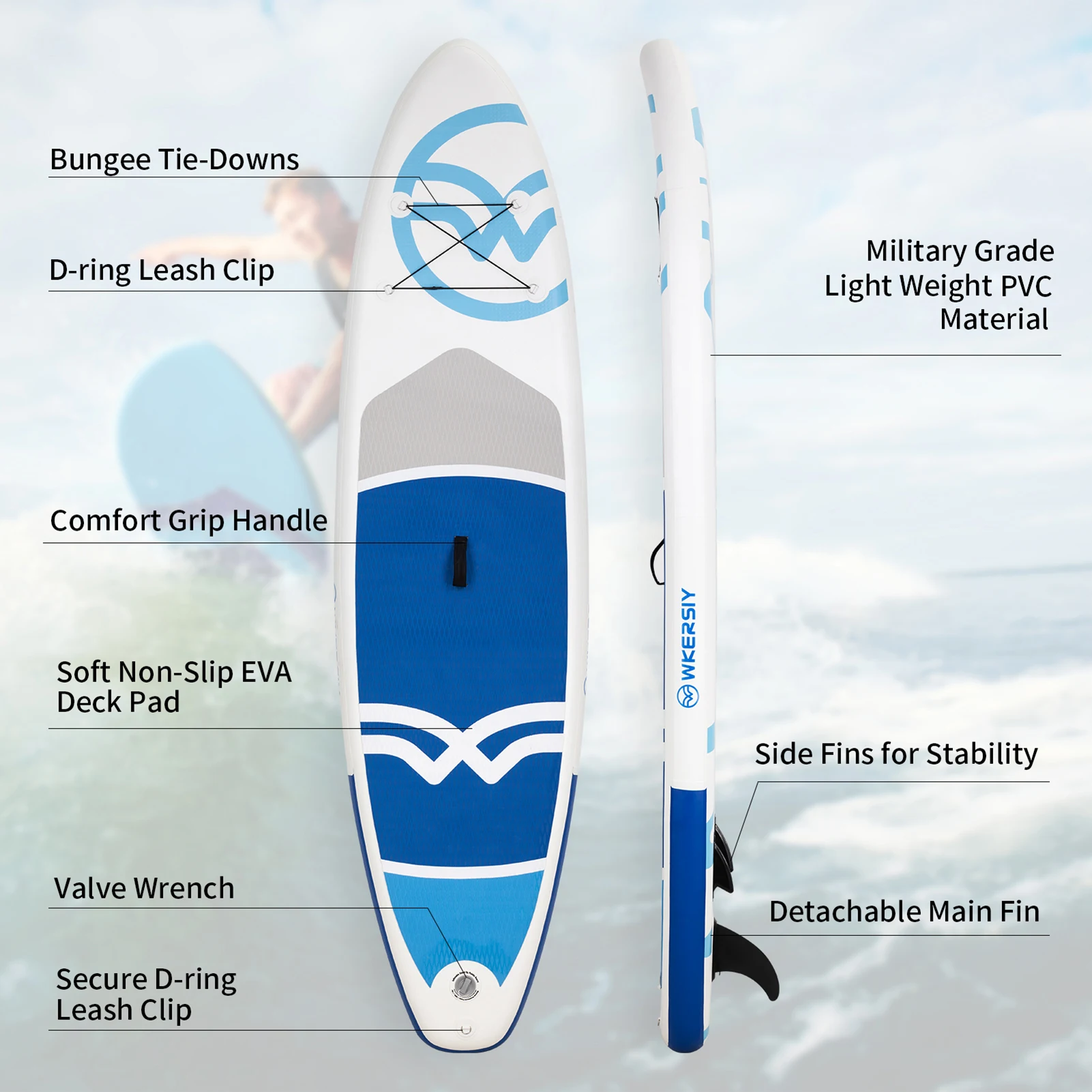 Inflatable Stand Up Paddle Board Non-Slip Sap SUP Board PVC for All Skill Level Surf Board with Air Pump Carry Bag Boat сап борд
