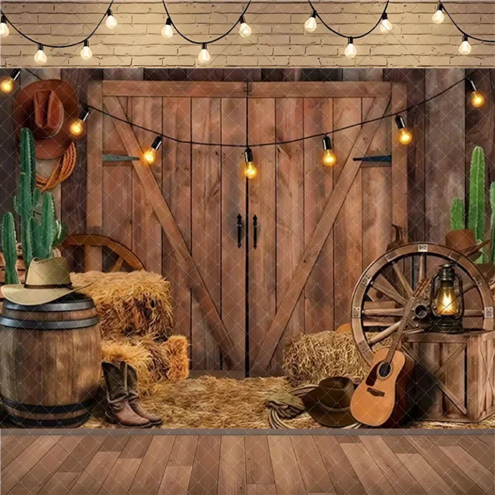 Wild West Cowboy Hintergrund Land Bauernhof Scheune Pferd Junge Geburtstag Party Dekoration Fotografie Hintergrund Prop Baby Dusche Liefert – Detail 9