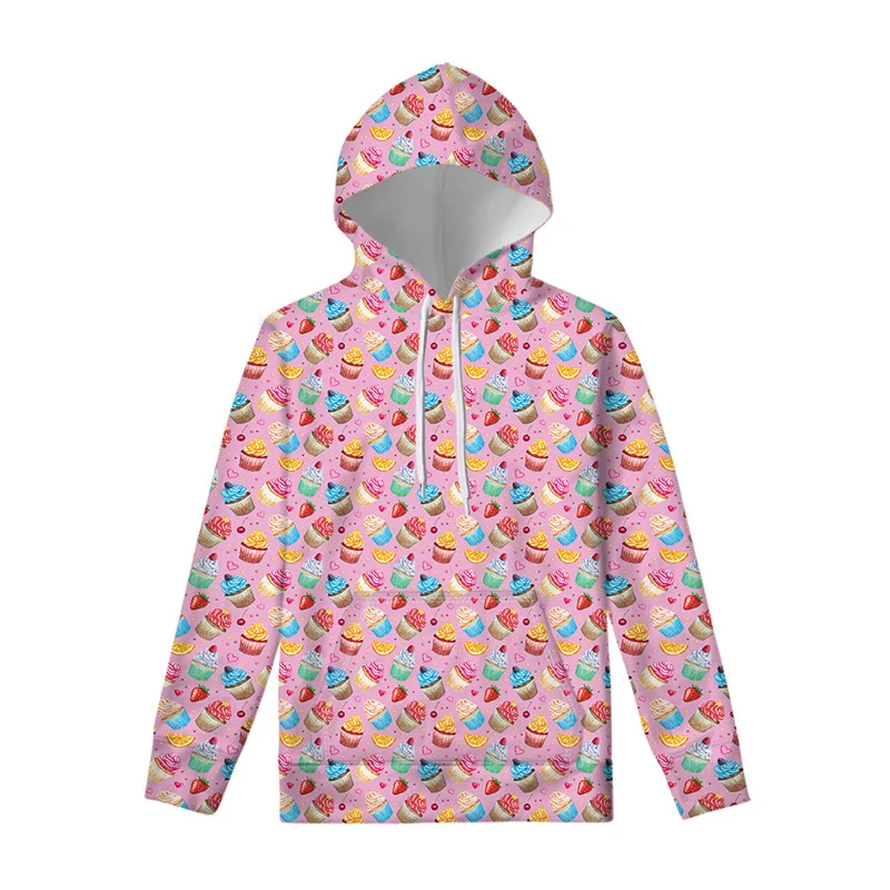thumbnail image 1 of Sudadera con capucha con estampado 3D de cupcakes y comida de dibujos animados para hombre, sudadera con capucha de manga larga para primavera y otoño, sudaderas para niños, sudaderas holgadas de call, 1 of 5