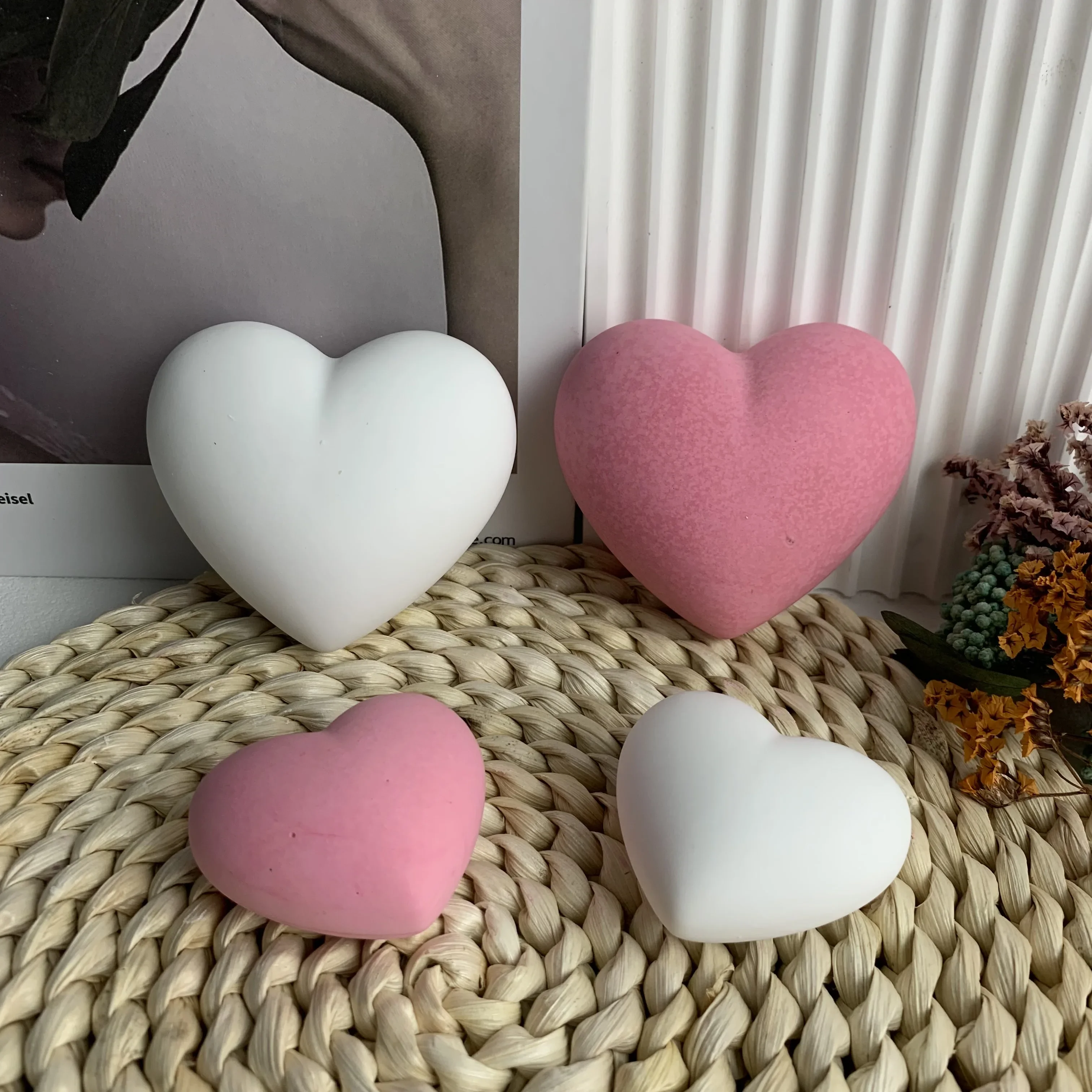 3D Love Heart Silicone Candle Mold DIY Aromatherapy Plaster Soap Mold Home Decor Ornament Handmade Candle Making Resin Molds