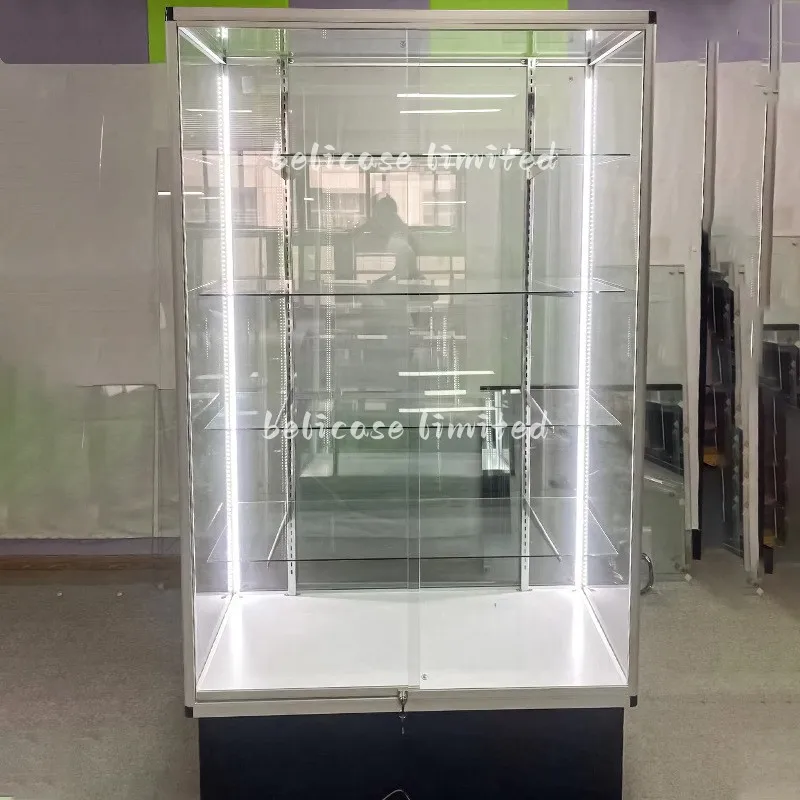 커스텀 LED 유리 소매 디스플레이 케이스, 조절 가능한 선반, 디스플레이 디스플레이 유리, 39.4x13.8, D x 78 H