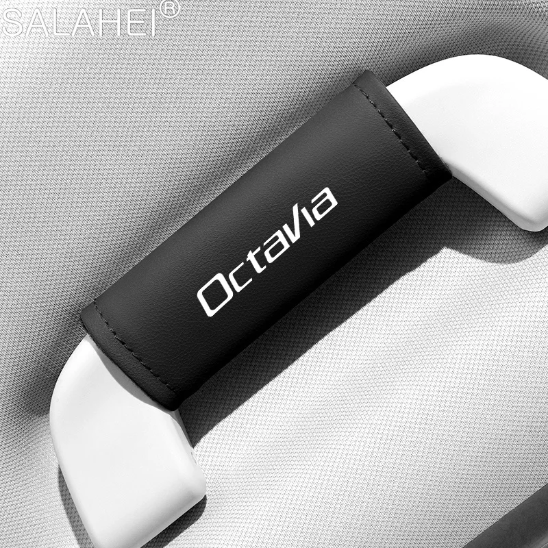 Per Skoda Octavia Fabia Derivator Kamiq Leather Car Roof Bracciolo Pull Protection Cover Guanti Maniglia Della Porta Decorare Accessori
