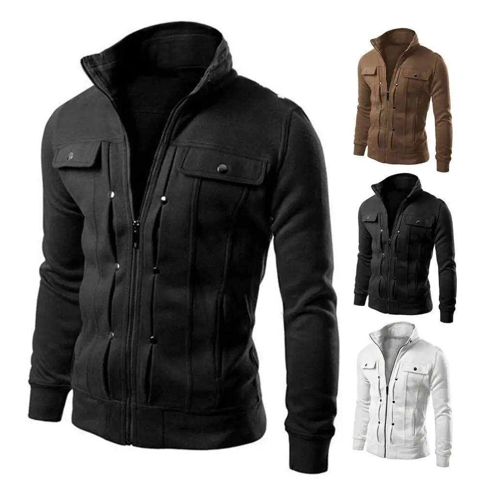 

2023 New Autumn Winter Jacket Men Warm Cashmere Casual Zipper Slim Fit Fleece Jacket Men Coat Dress Knitwear Male