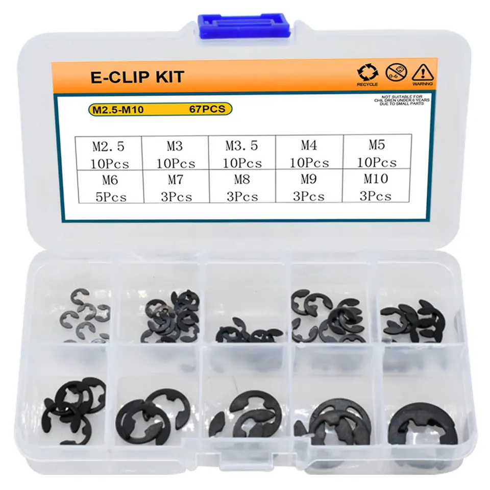 200 Pcs M1.5 Nickel Plated Bowed E-Style Retaining Rings - External Circlips For Shafts & Assemblies