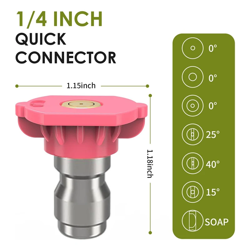Universal Pressure Washer Tips Multiple Degrees Nozzle 1/4 Inch Quick Connect with Nozzle Holder 7 Spray Nozzle Tips 4000 PSI 2