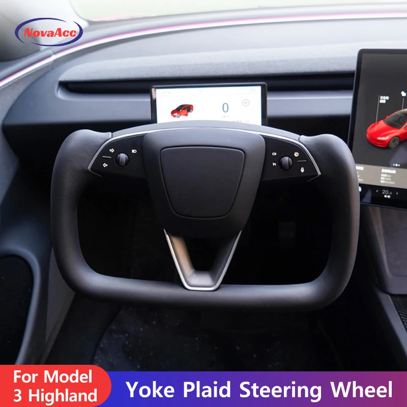 

NovaAcc New Yoke Steering Wheel For Tesla Model 3 Highland 2024 with Heating Personalized Customize Black White Car Accessories