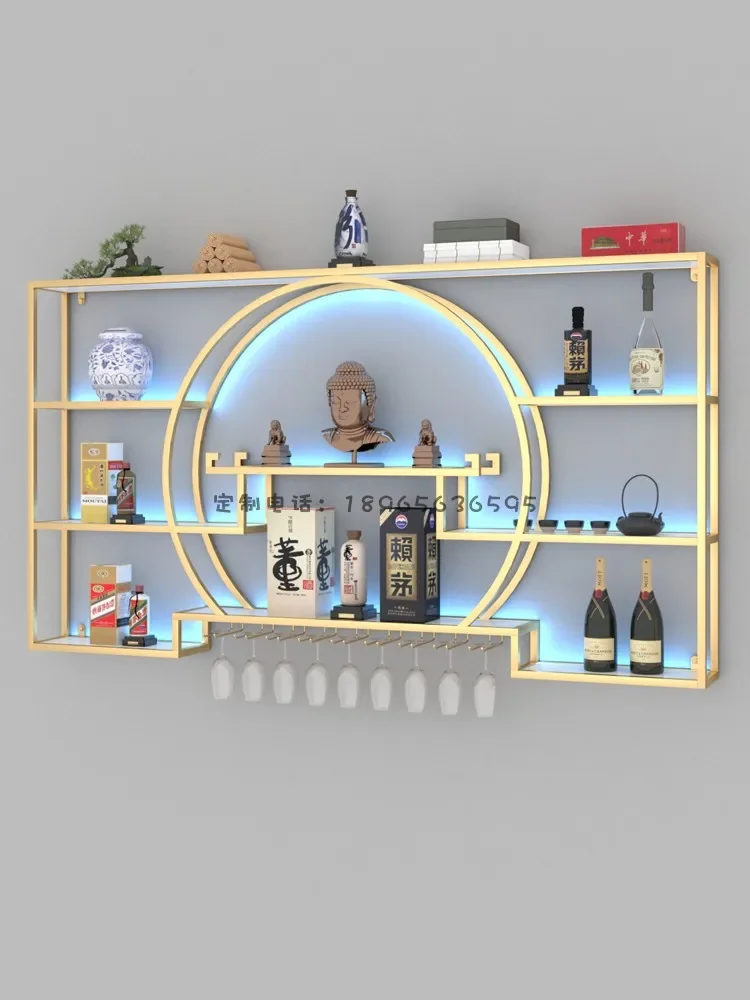 Wine cabinet Wine rack bar counter Chinese living room against the wall