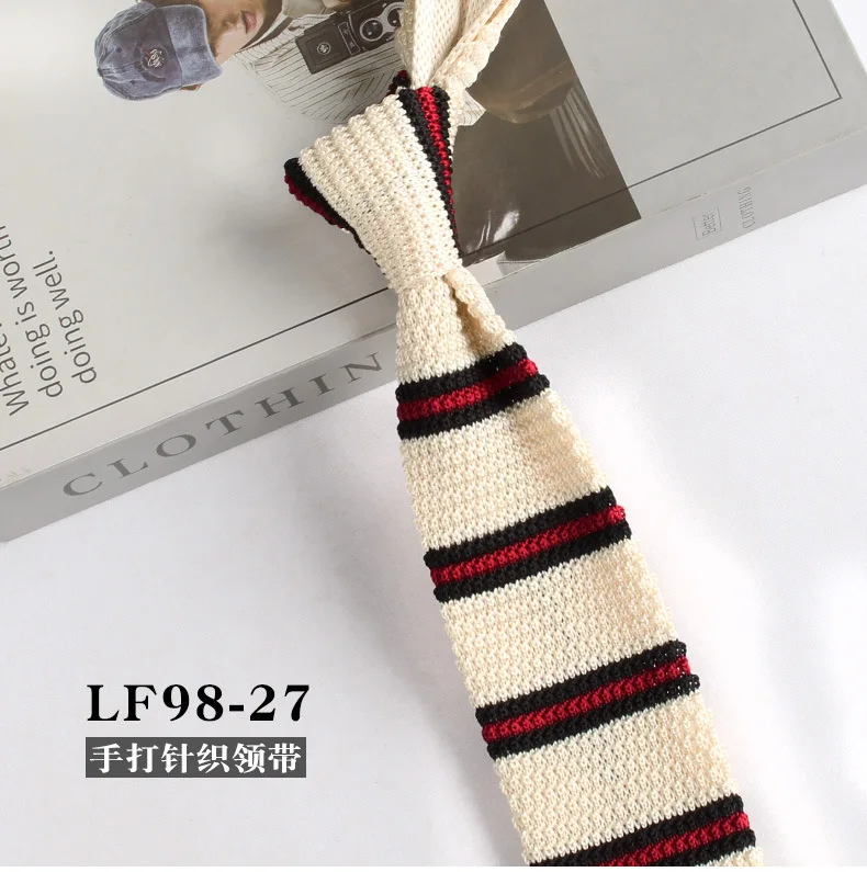 New Trendy British Casual Knitted Ties For Men Narrow Flat 6cm Width Striped Neckties College Boys Shirt Accessories Suit Cravat