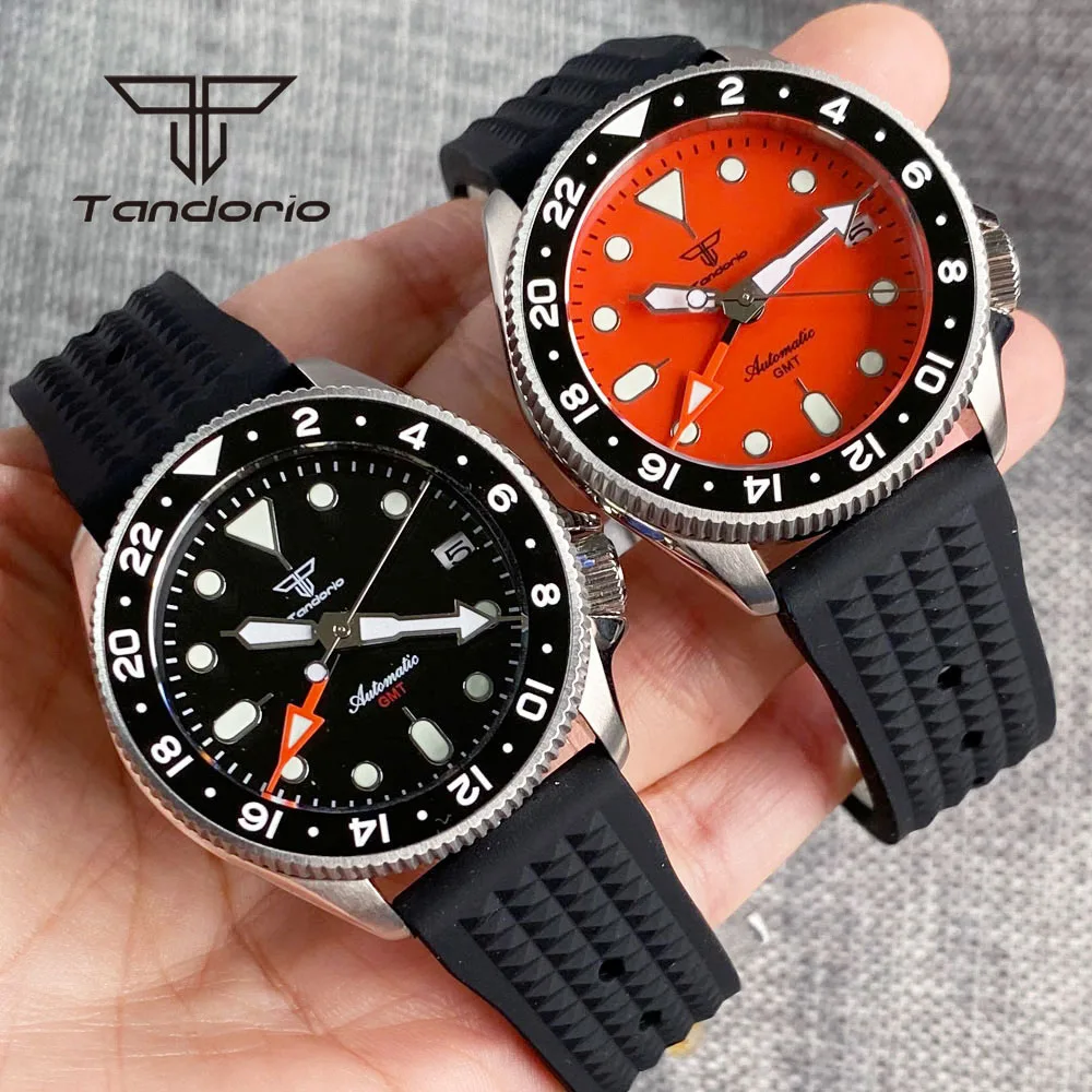 Tandorio NH34A GMT Function 37mm 20Bar Automatic Dive Watch for Men Lady Luminous Dial Sapphire Glass 24H Ceramic Bezel Date ceramic hand painted cherry blossom cover bowl single cup kung fu tea set second bowl lady fresh