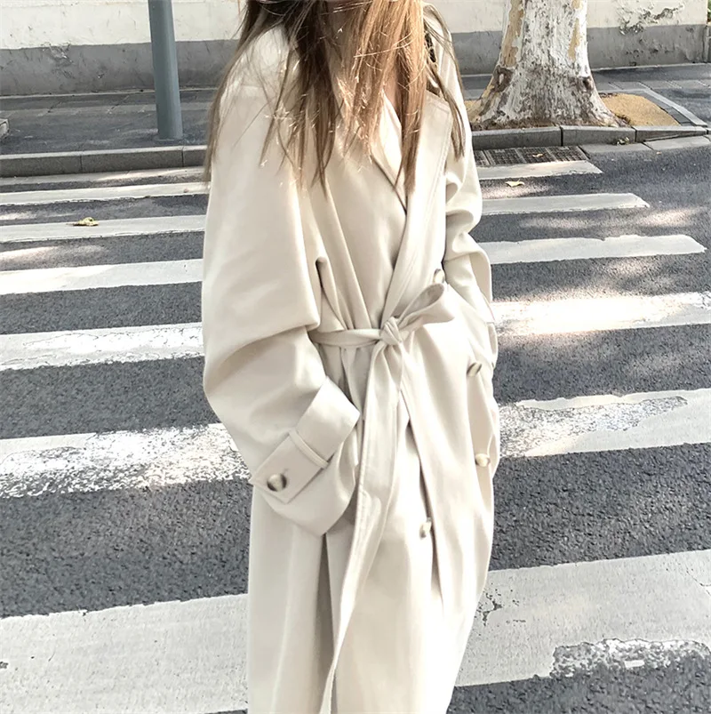 

Women Solid Vintage Wool Blends Overcoat Autumn Lapel Collar Pockets Loose Warm Coat Female 2024 Chic Winter Commuter Jackets