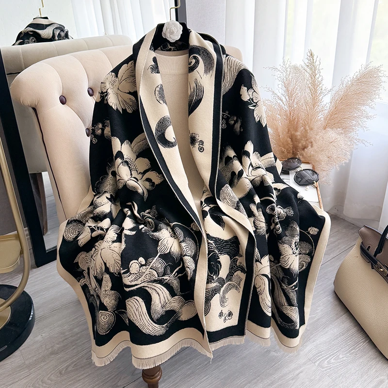 Luxury Autumn Winter Women's Fashion Lotus Scarf