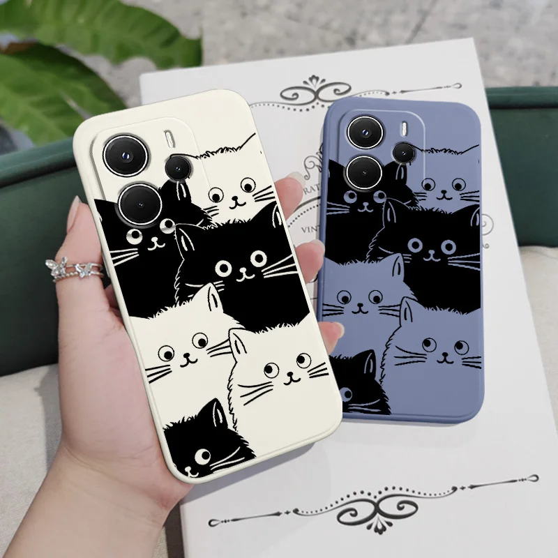 Charming Cat Cluster Liquid Silicone Phone Case
