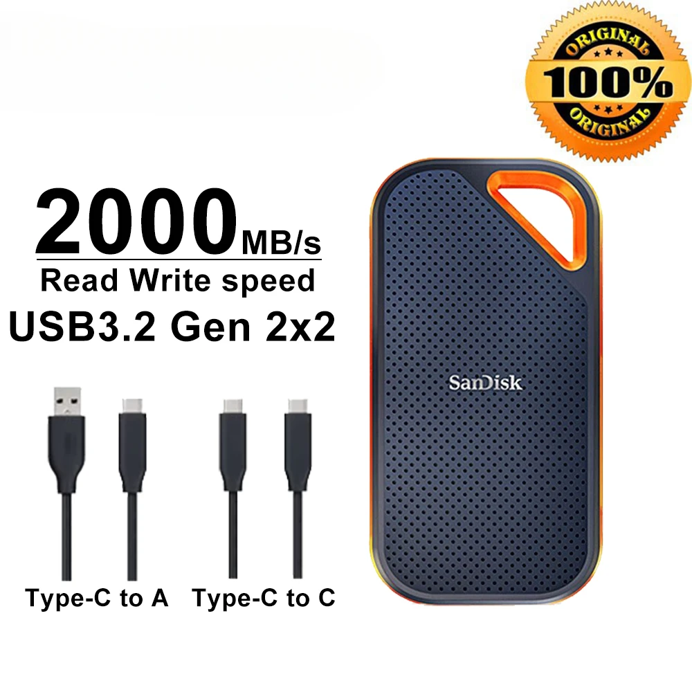 Sandisk Extreme Pro E81 USB 3,2 Gen 2x2 1TB Typ A C tragbares 