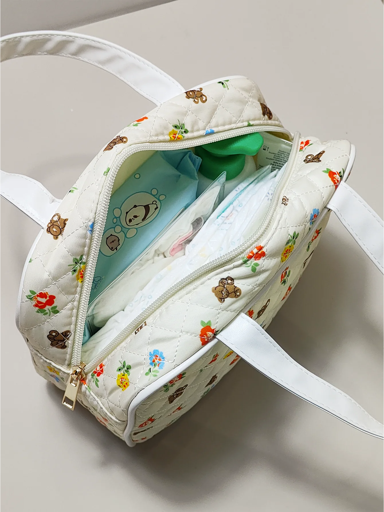 Bolsa de mano portátil con estampado para mamá, bolsa de almacenamiento de pañales, 1 unidad