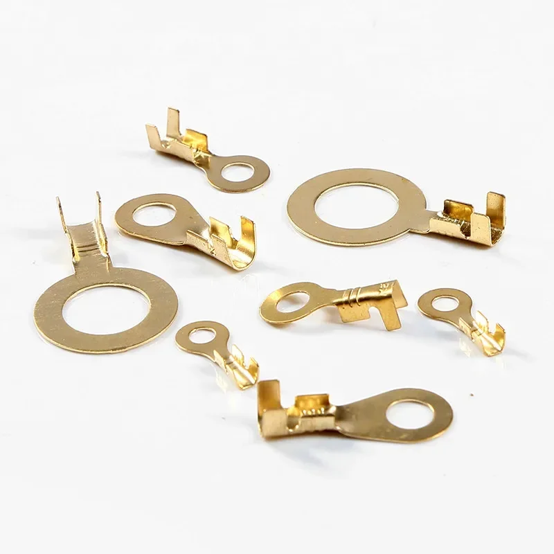 Wire connectors terminal connector copper wire lugs 100PCS M3/M4/M5/M6/M8/M10 Ring Lugs Ring Eyes Copper Crimp Terminals Cable Lug Non-insulated Diy Assortment Kit