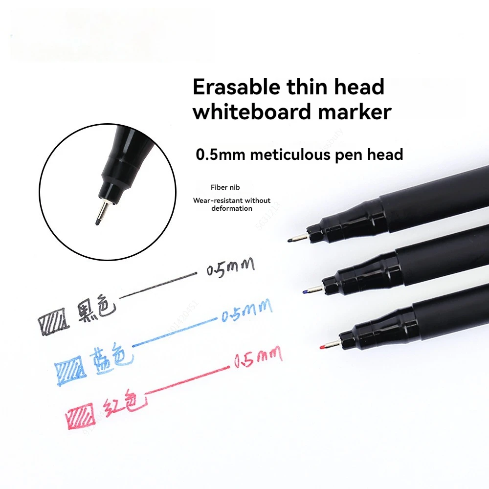 Erasable Whiteboard Pen 4-10Pcs 0.5mm Fine Point Black/Blue/Red Ink for School Office