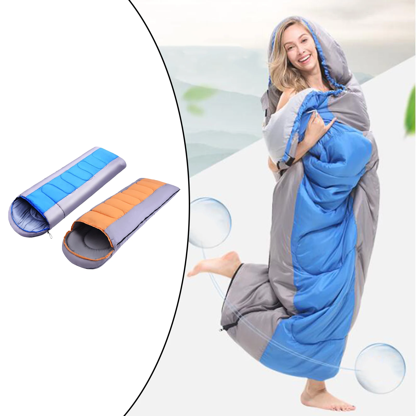 Sleeping Bag Liner Zippered Holes for Feet for Hiking Youth 