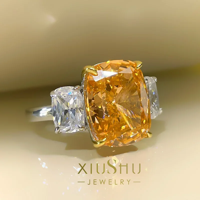 

Кольцо Karachi Xiushu из серебра 925 пробы с блестящим оранжевым камнем