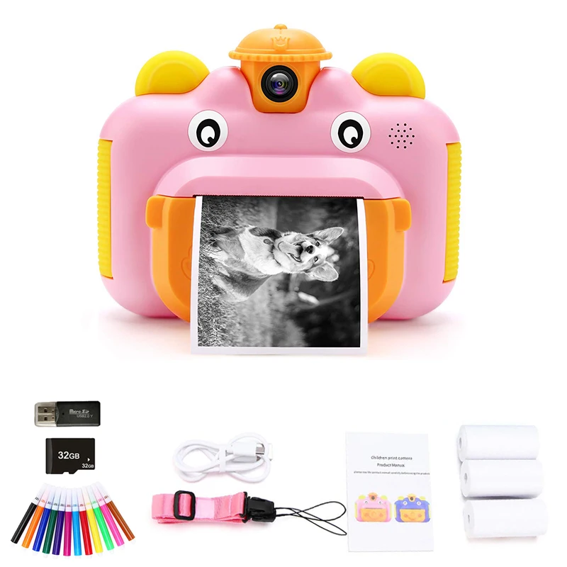 

Детская камера Мгновенной Печати, игрушки с термопринтером, Детская цифровая фотокамера, подарок на Рождество, фотокамера для детей