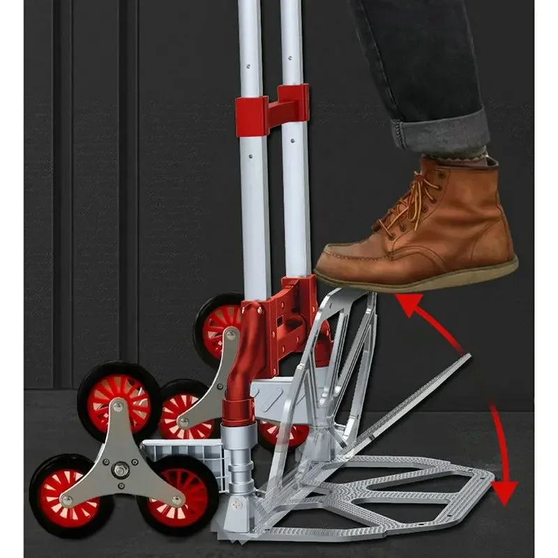 Folding Portable Stair Climber Dolly, Household Grocery Shopping Cart, Climbing Utility Hand Truck Can Load 143LBS