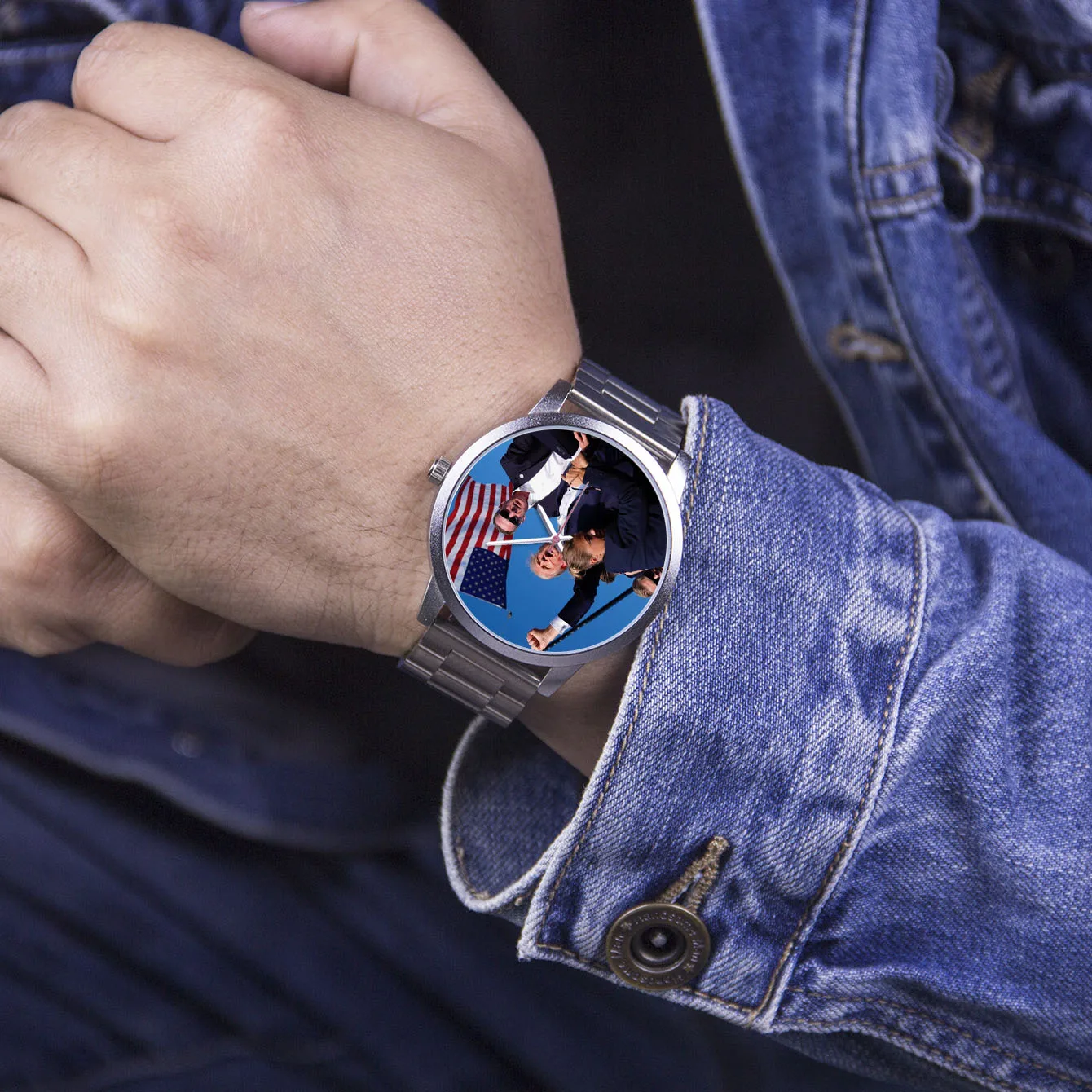 Son Field Watch Men Wrist Original Gift Silver Case Assassination Trump Christmas Souvenir Watches for Men Rose Gold Fighting 5