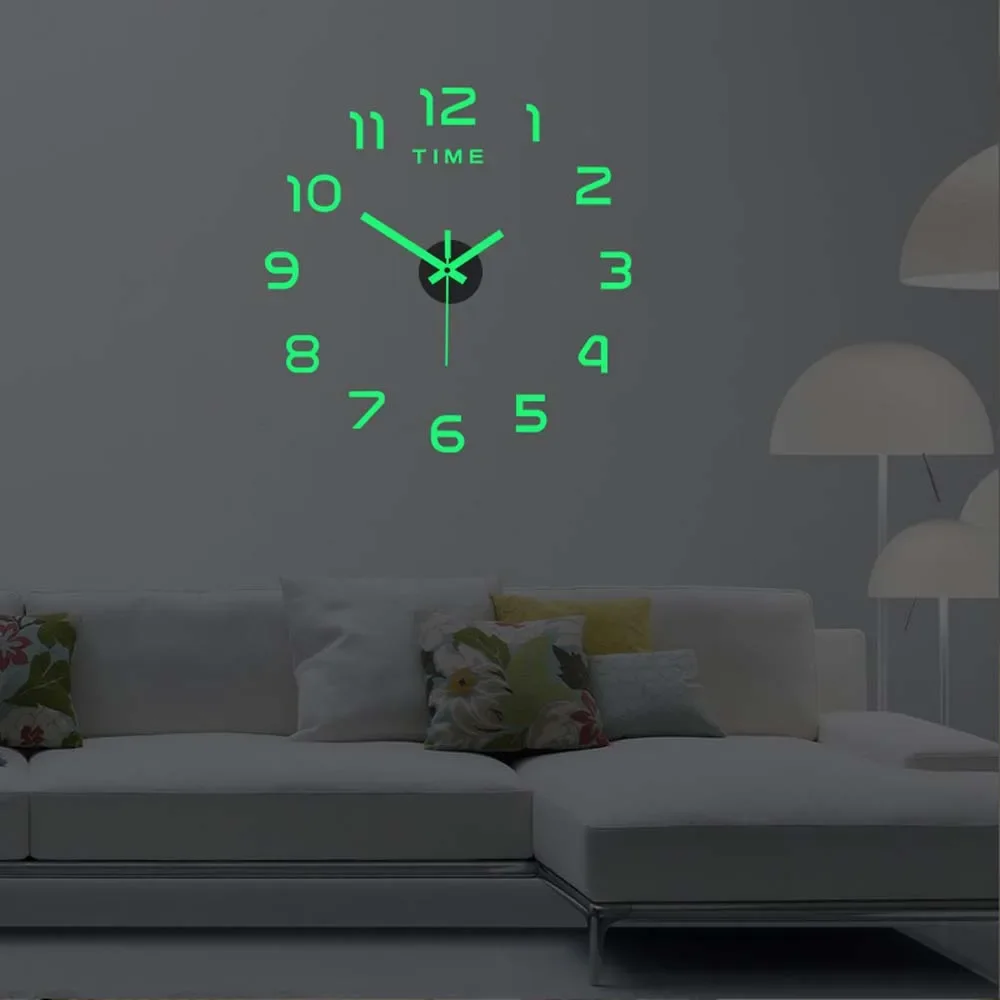 DIY Digital Wall Clock 3D Luminous Frameless Acrylic Clock Wall Stickers Mute for Living Room Bedroom Office Decor wall clock 3d wall clock led digital clock 3d number wall clock