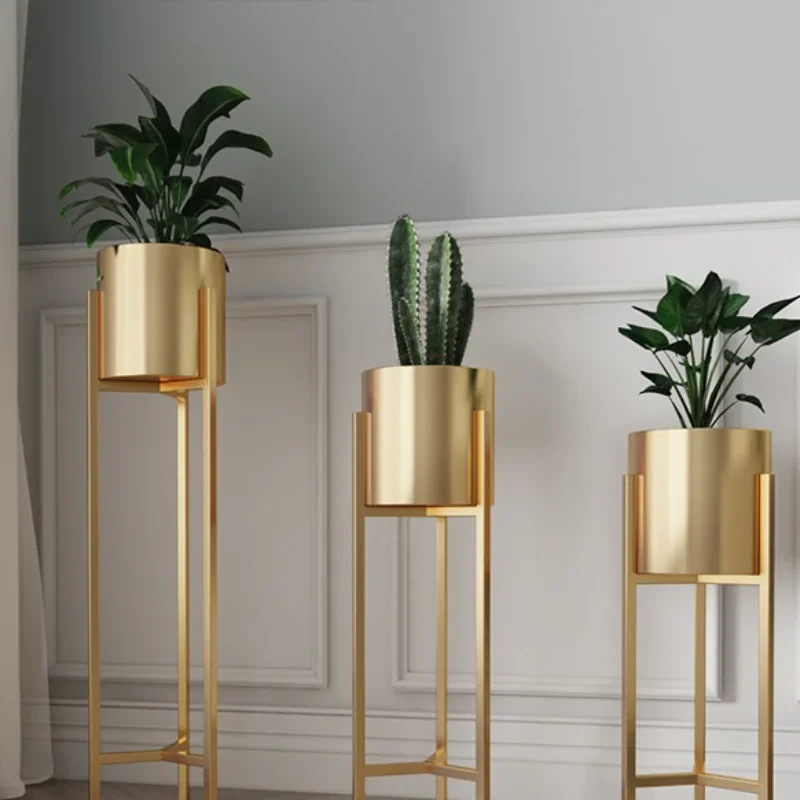 Offer Nordic Fashion Light Luxury Gold Plant Stand Creative Floor Balcony Flower Rack Eco-friendly Durable Living Room Shelf