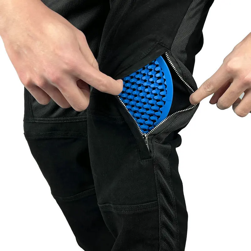 남성용 오토바이 라이딩 진 여름 메쉬 4 CE 아머 레트로 슬림 안티폴 모토크로스 레이싱 바이커 보호 바지