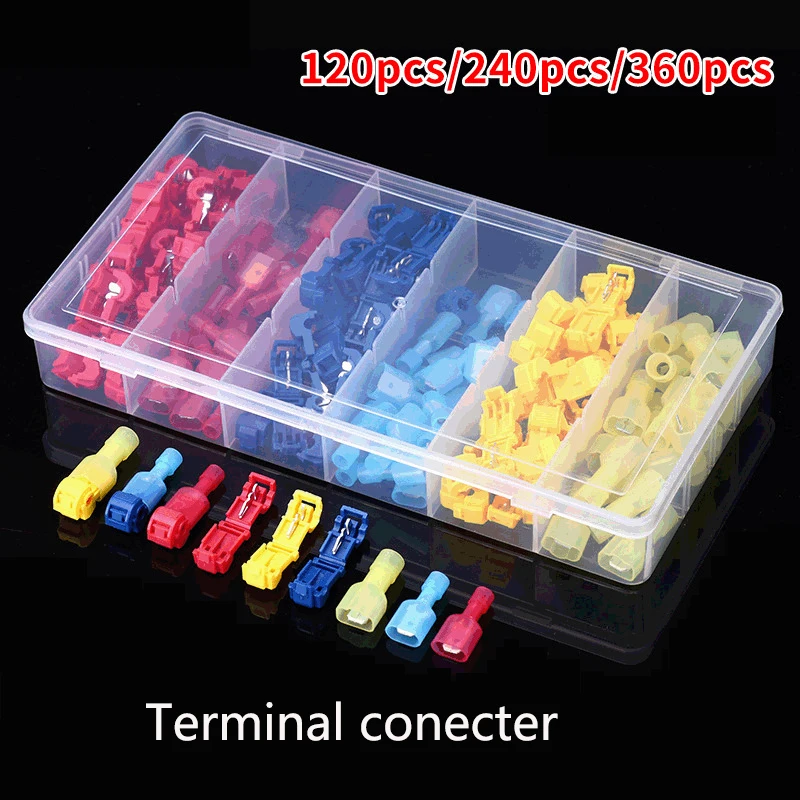 

60/120PCS Mainline Branch Wiring Clamp Terminal Block T-type Breakproof Wire Clamp Combination Set Quick Cable Terminal Conecter